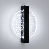 Aplique LED Moderno con Hoja de Plata, Redondo Negro, Acrílico, Luz Blanca Fría 6500K, para Dormitorio Sala de Estar